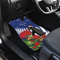 New Zealand Christmas In July Car Mats Fiordland Penguin With Pohutukawa Flower LT14 - Polynesian Pride