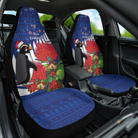 New Zealand Christmas In July Car Seat Cover Fiordland Penguin With Pohutukawa Flower LT14 One Size Blue - Polynesian Pride