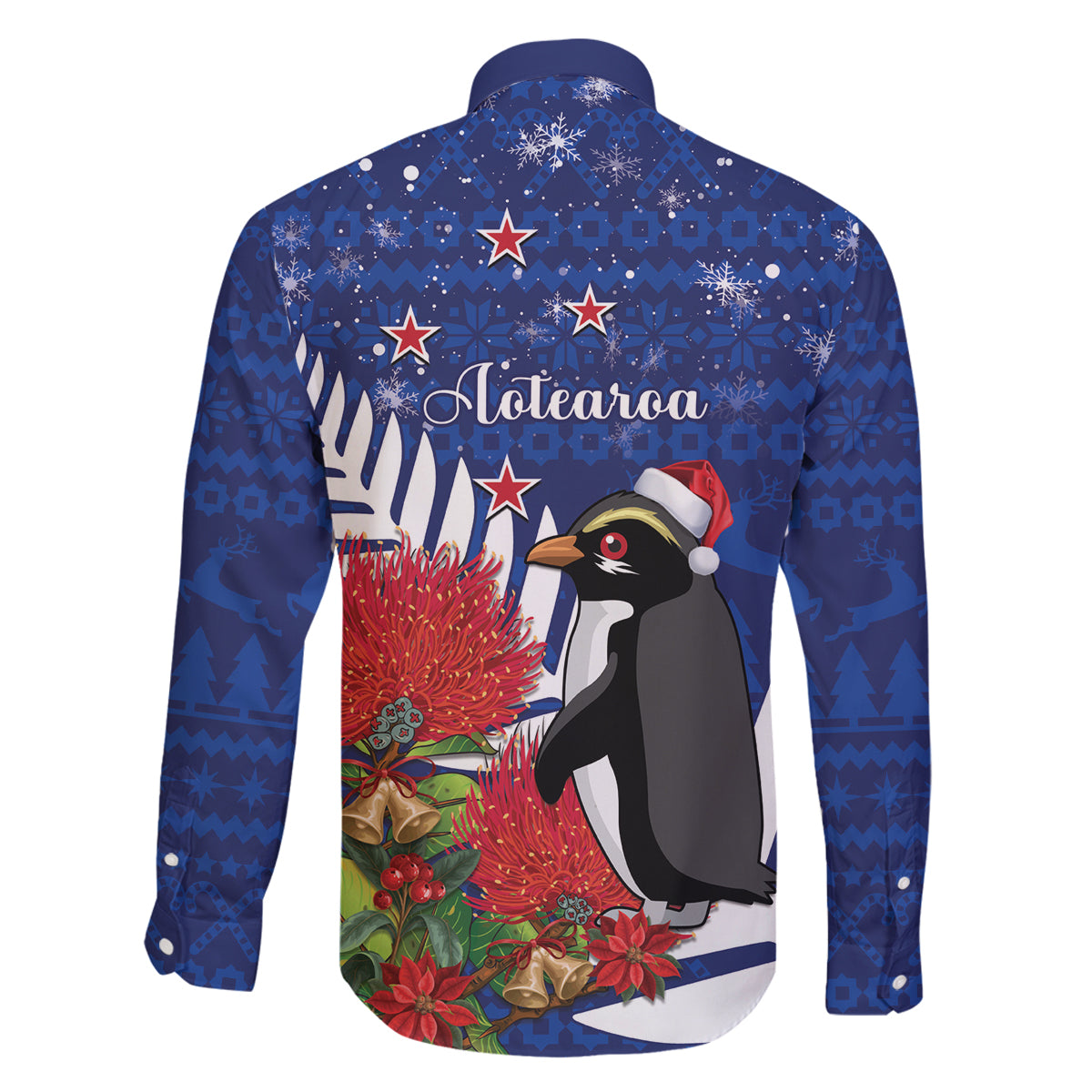 New Zealand Christmas In July Family Matching Tank Maxi Dress and Hawaiian Shirt Fiordland Penguin With Pohutukawa Flower LT14 - Polynesian Pride