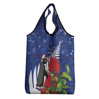 New Zealand Christmas In July Grocery Bag Fiordland Penguin With Pohutukawa Flower LT14 - Polynesian Pride