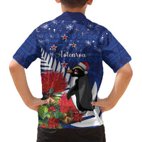 New Zealand Christmas In July Hawaiian Shirt Fiordland Penguin With Pohutukawa Flower LT14 - Polynesian Pride