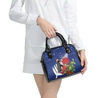 New Zealand Christmas In July Shoulder Handbag Fiordland Penguin With Pohutukawa Flower LT14 - Polynesian Pride