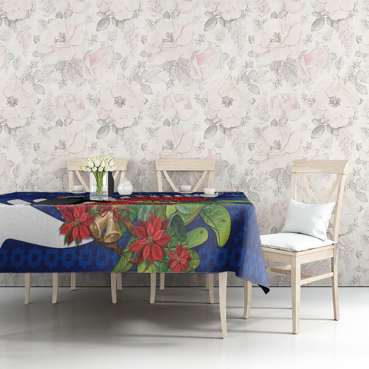 New Zealand Christmas In July Tablecloth Fiordland Penguin With Pohutukawa Flower LT14 - Polynesian Pride
