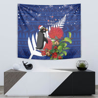 New Zealand Christmas In July Tapestry Fiordland Penguin With Pohutukawa Flower LT14 - Polynesian Pride