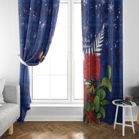 New Zealand Christmas In July Window Curtain Fiordland Penguin With Pohutukawa Flower LT14 - Polynesian Pride