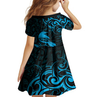 New Zealand Tui Bird Family Matching Tank Maxi Dress and Hawaiian Shirt Aotearoa Maori Pattern - Blue LT14 - Polynesian Pride