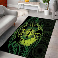 Kia Orana Kuki Airani Area Rug Cook Islands Tangaroa God Tatau Green LT14 - Polynesian Pride