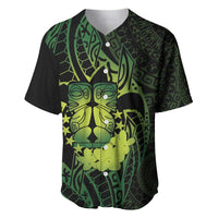 Kia Orana Kuki Airani Baseball Jersey Cook Islands Tangaroa God Tatau Green LT14 Green - Polynesian Pride