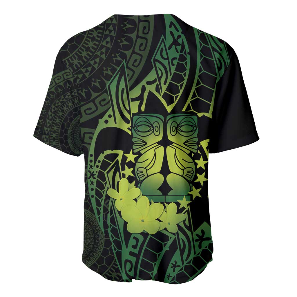 Kia Orana Kuki Airani Baseball Jersey Cook Islands Tangaroa God Tatau Green LT14 - Polynesian Pride