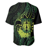 Kia Orana Kuki Airani Baseball Jersey Cook Islands Tangaroa God Tatau Green LT14 - Polynesian Pride