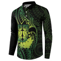 Kia Orana Kuki Airani Button Sweatshirt Cook Islands Tangaroa God Tatau Green LT14 - Polynesian Pride