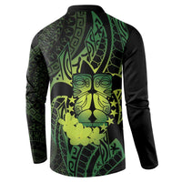 Kia Orana Kuki Airani Button Sweatshirt Cook Islands Tangaroa God Tatau Green LT14 - Polynesian Pride