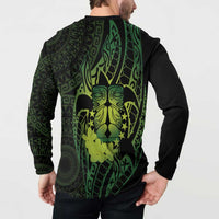 Kia Orana Kuki Airani Button Sweatshirt Cook Islands Tangaroa God Tatau Green LT14 - Polynesian Pride