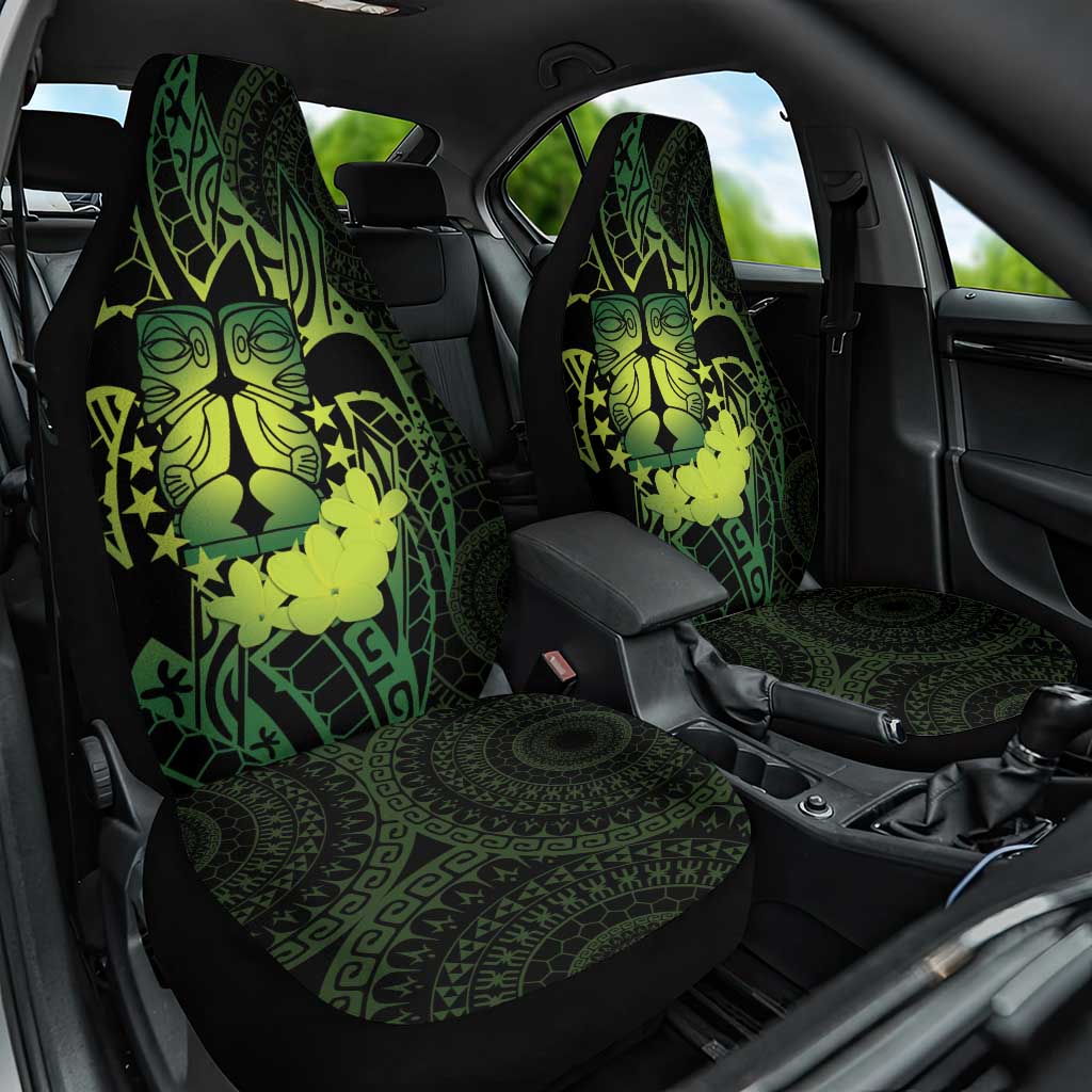 Kia Orana Kuki Airani Car Seat Cover Cook Islands Tangaroa God Tatau Green LT14 One Size Green - Polynesian Pride