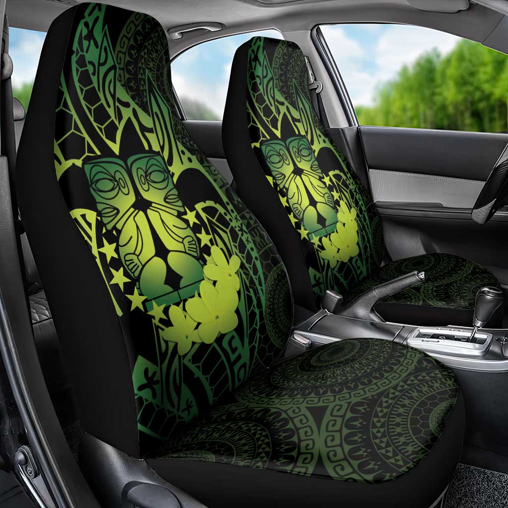 Kia Orana Kuki Airani Car Seat Cover Cook Islands Tangaroa God Tatau Green LT14 - Polynesian Pride