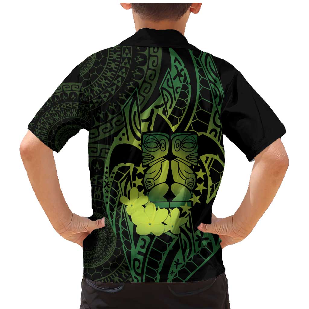 Kia Orana Kuki Airani Family Matching Mermaid Dress and Hawaiian Shirt Cook Islands Tangaroa God Tatau Green LT14 - Polynesian Pride