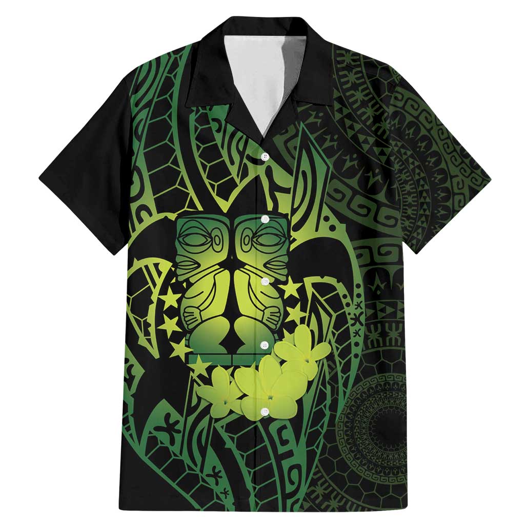 Kia Orana Kuki Airani Family Matching Mermaid Dress and Hawaiian Shirt Cook Islands Tangaroa God Tatau Green LT14 Dad's Shirt - Short Sleeve Green - Polynesian Pride