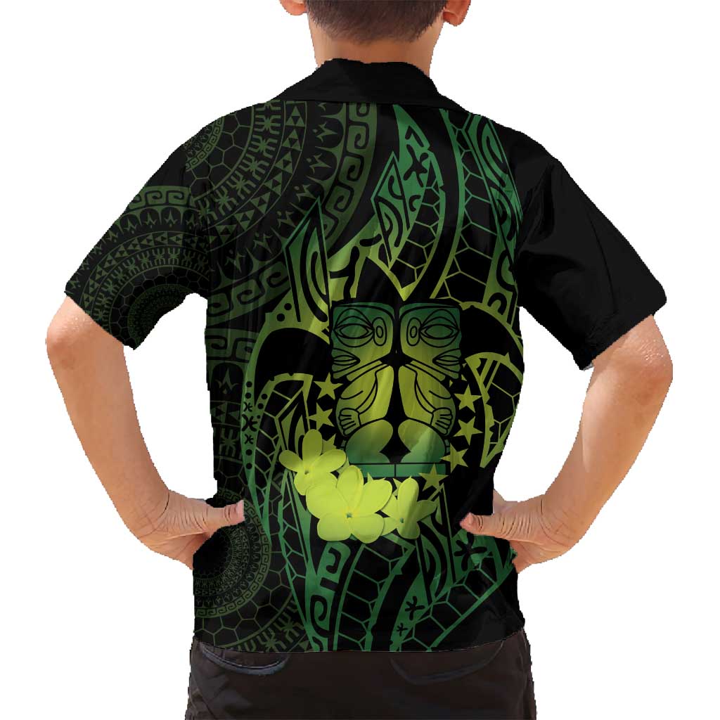 Kia Orana Kuki Airani Family Matching Summer Maxi Dress and Hawaiian Shirt Cook Islands Tangaroa God Tatau Green LT14 - Polynesian Pride
