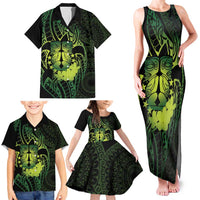 Kia Orana Kuki Airani Family Matching Tank Maxi Dress and Hawaiian Shirt Cook Islands Tangaroa God Tatau Green LT14 - Polynesian Pride