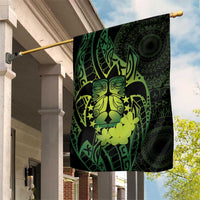 Kia Orana Kuki Airani Garden Flag Cook Islands Tangaroa God Tatau Green LT14 House Flag Green - Polynesian Pride