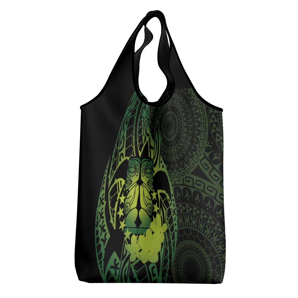 Kia Orana Kuki Airani Grocery Bag Cook Islands Tangaroa God Tatau Green LT14 - Polynesian Pride