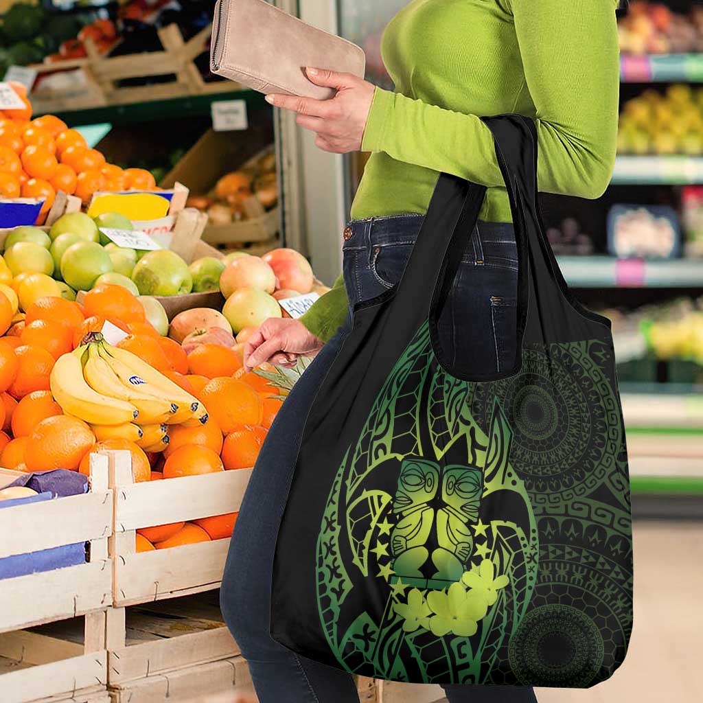 Kia Orana Kuki Airani Grocery Bag Cook Islands Tangaroa God Tatau Green LT14 - Polynesian Pride
