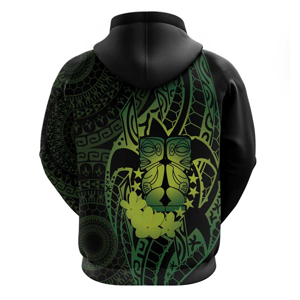 Kia Orana Kuki Airani Hoodie Cook Islands Tangaroa God Tatau Green LT14 - Polynesian Pride