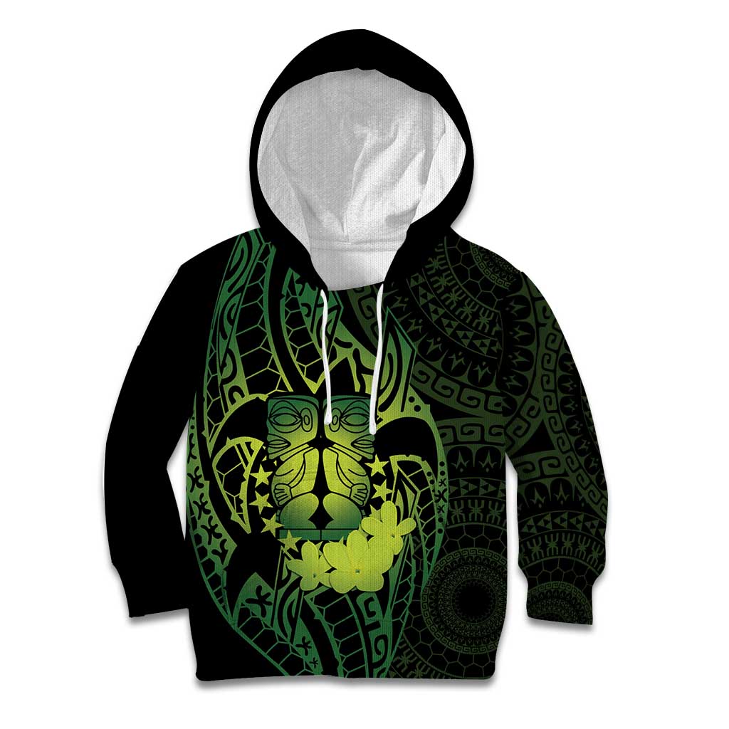 Kia Orana Kuki Airani Kid Hoodie Cook Islands Tangaroa God Tatau Green LT14 Hoodie Green - Polynesian Pride
