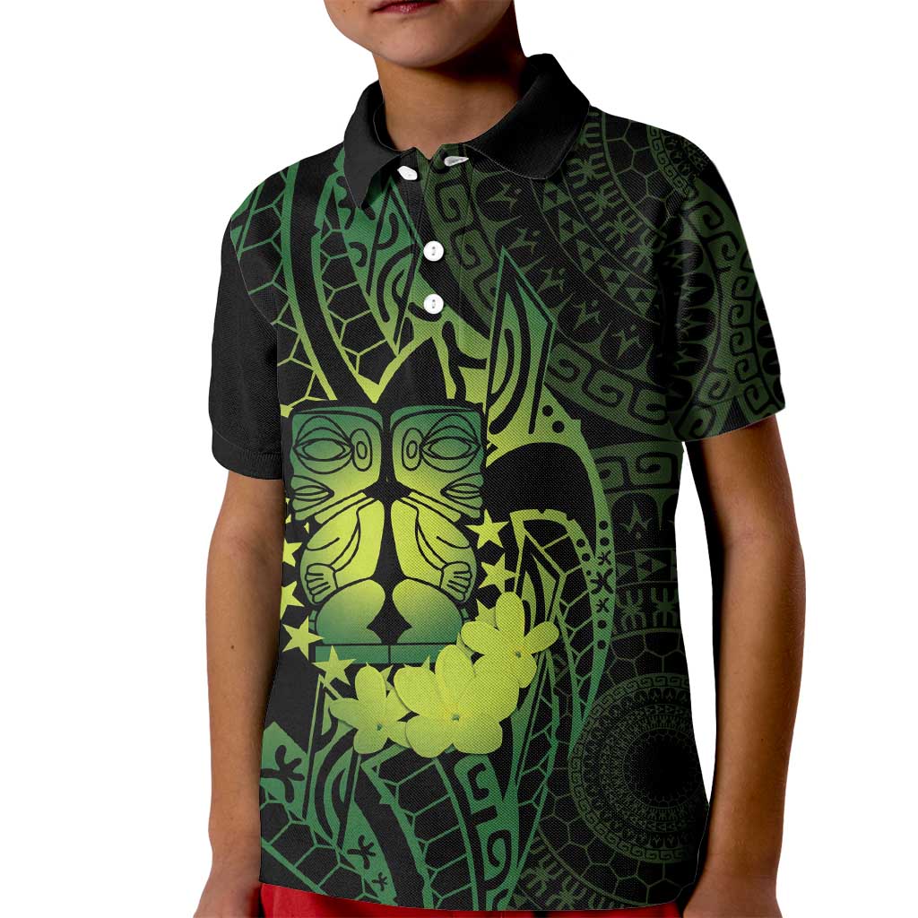 Kia Orana Kuki Airani Kid Polo Shirt Cook Islands Tangaroa God Tatau Green LT14 Kid Green - Polynesian Pride