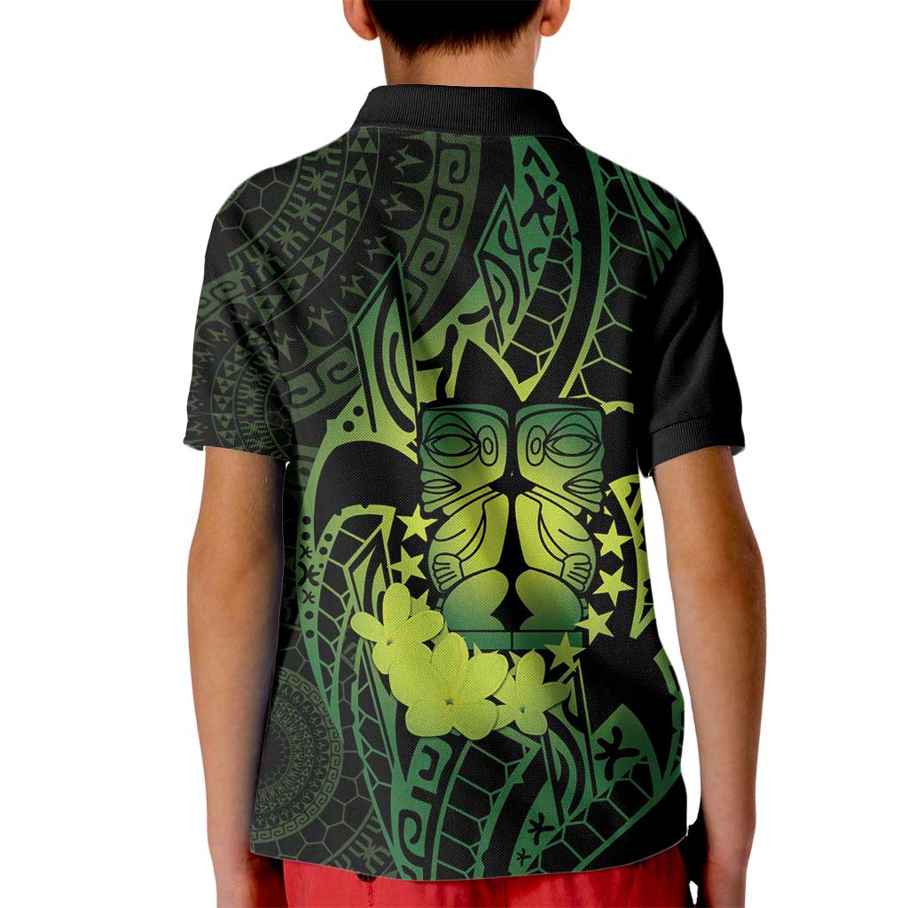 Kia Orana Kuki Airani Kid Polo Shirt Cook Islands Tangaroa God Tatau Green LT14 - Polynesian Pride