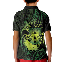 Kia Orana Kuki Airani Kid Polo Shirt Cook Islands Tangaroa God Tatau Green LT14 - Polynesian Pride
