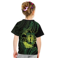 Kia Orana Kuki Airani Kid T Shirt Cook Islands Tangaroa God Tatau Green LT14 - Polynesian Pride