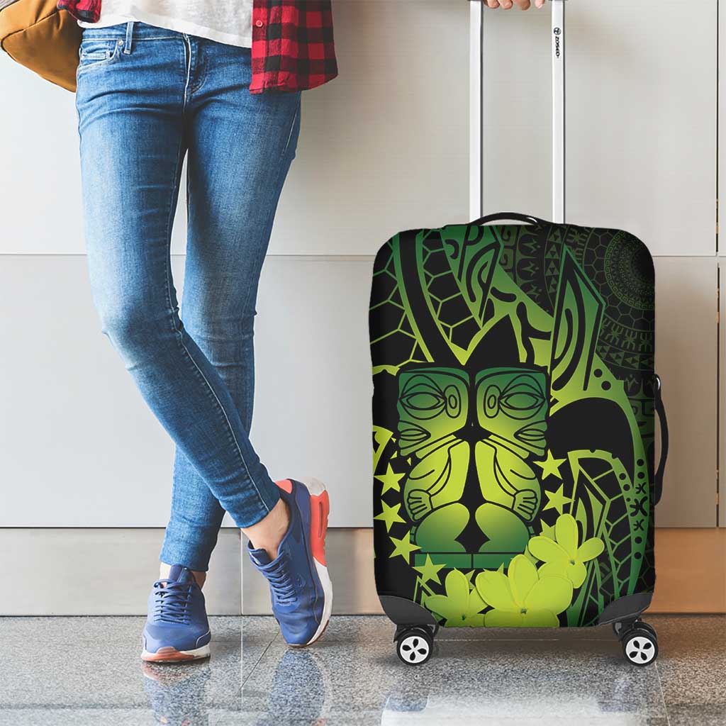 Kia Orana Kuki Airani Luggage Cover Cook Islands Tangaroa God Tatau Green LT14 - Polynesian Pride