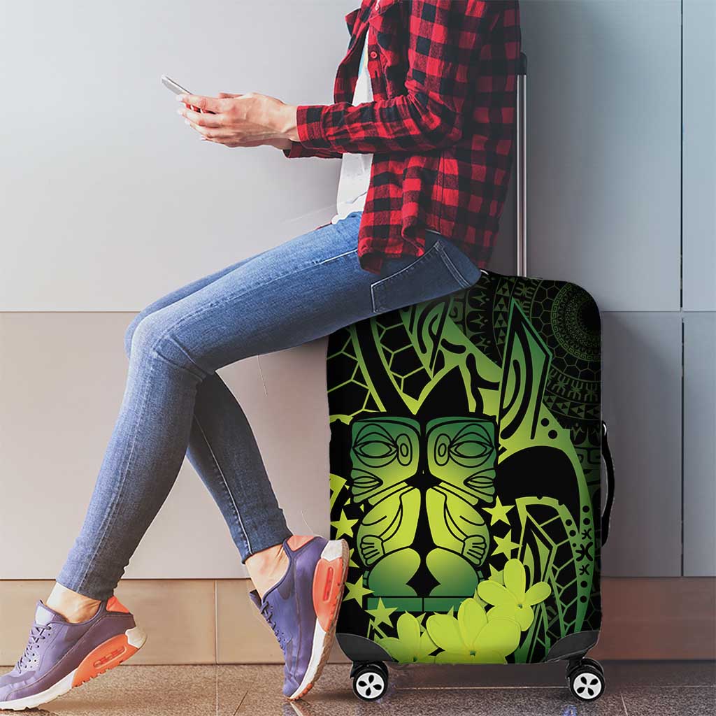 Kia Orana Kuki Airani Luggage Cover Cook Islands Tangaroa God Tatau Green LT14 - Polynesian Pride