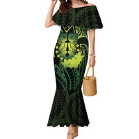Kia Orana Kuki Airani Mermaid Dress Cook Islands Tangaroa God Tatau Green LT14 Women Green - Polynesian Pride