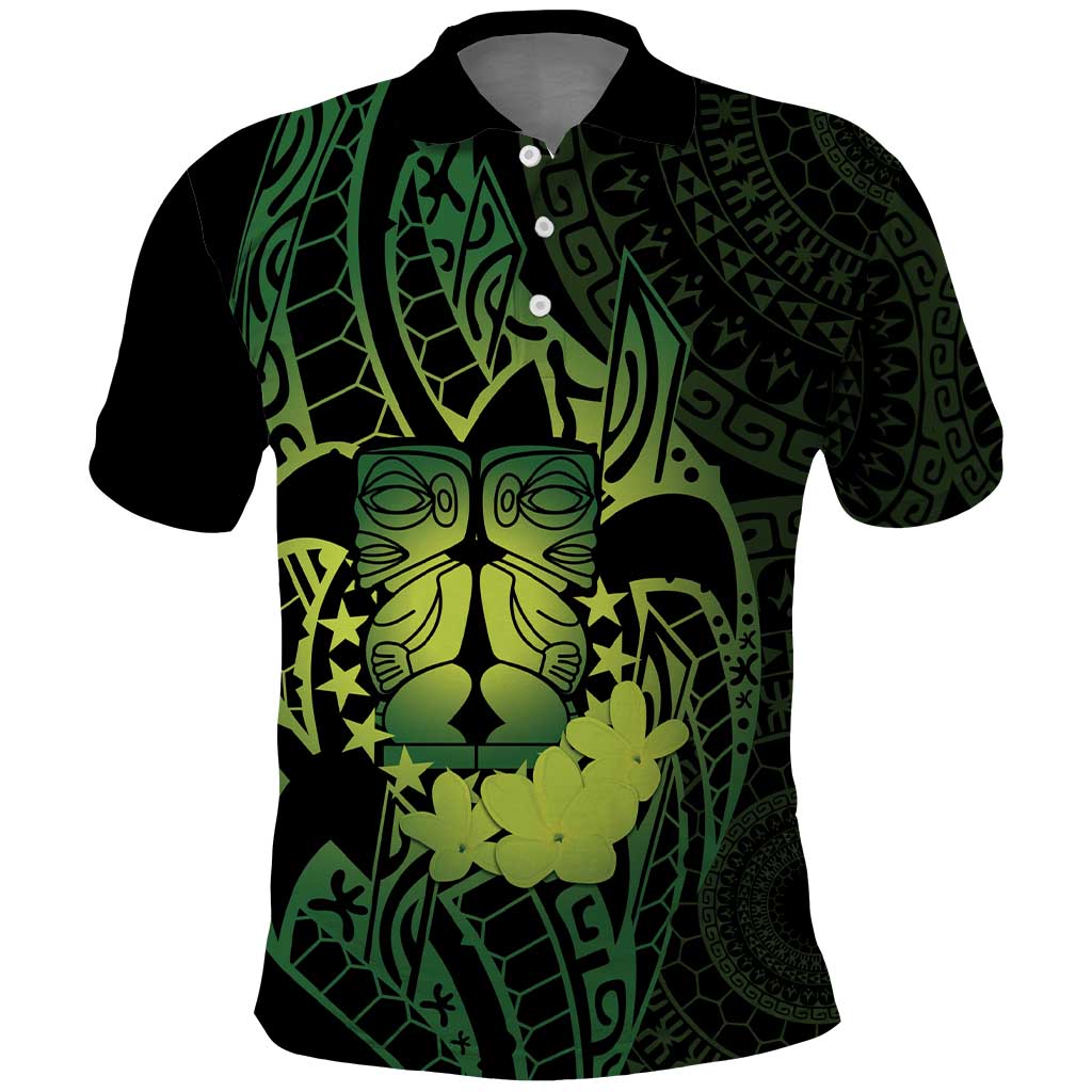 Kia Orana Kuki Airani Polo Shirt Cook Islands Tangaroa God Tatau Green LT14 Green - Polynesian Pride