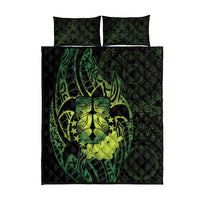 Kia Orana Kuki Airani Quilt Bed Set Cook Islands Tangaroa God Tatau Green LT14 - Polynesian Pride