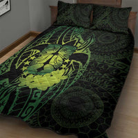 Kia Orana Kuki Airani Quilt Bed Set Cook Islands Tangaroa God Tatau Green LT14 - Polynesian Pride