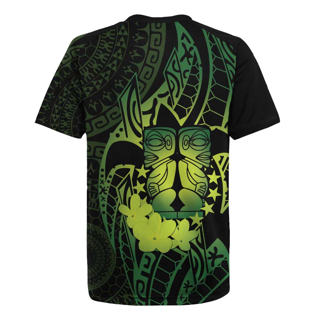 Kia Orana Kuki Airani Rugby Jersey Cook Islands Tangaroa God Tatau Green LT14 - Polynesian Pride