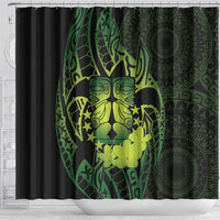 Kia Orana Kuki Airani Shower Curtain Cook Islands Tangaroa God Tatau Green LT14 - Polynesian Pride