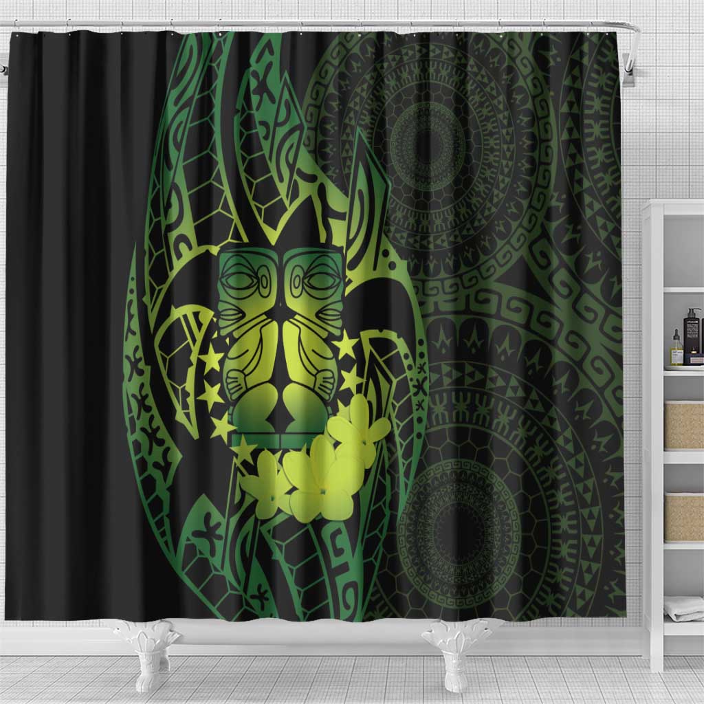 Kia Orana Kuki Airani Shower Curtain Cook Islands Tangaroa God Tatau Green LT14 - Polynesian Pride