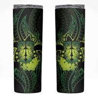 Kia Orana Kuki Airani Skinny Tumbler Cook Islands Tangaroa God Tatau Green LT14 Green - Polynesian Pride