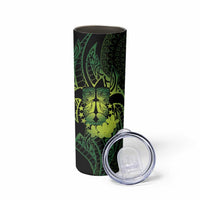 Kia Orana Kuki Airani Skinny Tumbler Cook Islands Tangaroa God Tatau Green LT14 - Polynesian Pride