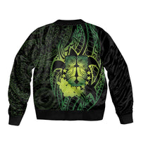 Kia Orana Kuki Airani Sleeve Zip Bomber Jacket Cook Islands Tangaroa God Tatau Green LT14 - Polynesian Pride