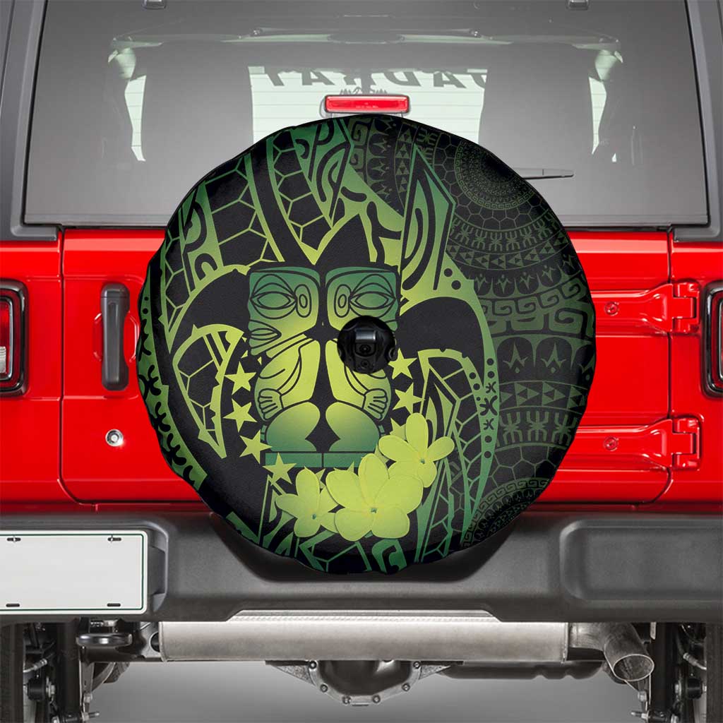 Kia Orana Kuki Airani Spare Tire Cover Cook Islands Tangaroa God Tatau Green LT14 - Polynesian Pride