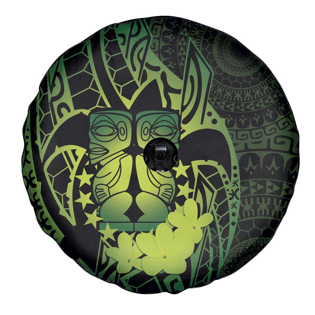 Kia Orana Kuki Airani Spare Tire Cover Cook Islands Tangaroa God Tatau Green LT14 - Polynesian Pride