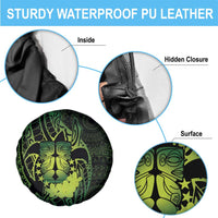 Kia Orana Kuki Airani Spare Tire Cover Cook Islands Tangaroa God Tatau Green LT14 - Polynesian Pride