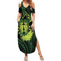 Kia Orana Kuki Airani Summer Maxi Dress Cook Islands Tangaroa God Tatau Green LT14 Women Green - Polynesian Pride