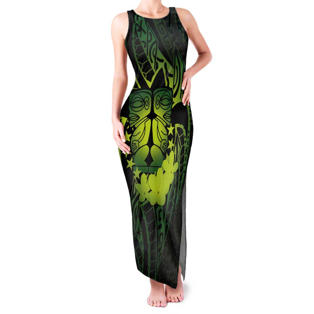 Kia Orana Kuki Airani Tank Maxi Dress Cook Islands Tangaroa God Tatau Green LT14 Women Green - Polynesian Pride
