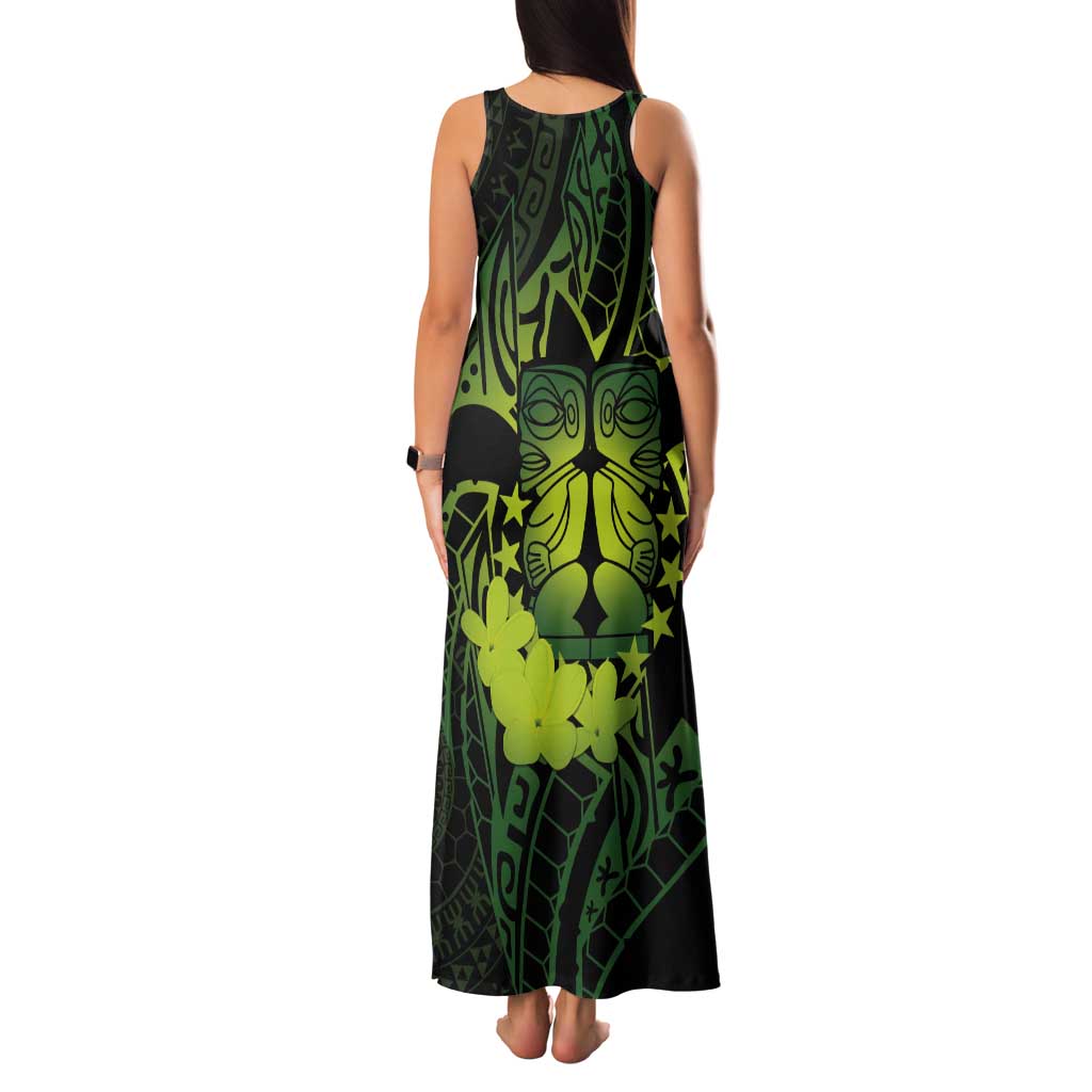 Kia Orana Kuki Airani Tank Maxi Dress Cook Islands Tangaroa God Tatau Green LT14 - Polynesian Pride